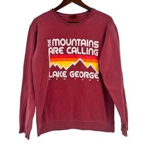 Lake George The Mountains Are Calling cape cod red sweatshirt pullover sz small